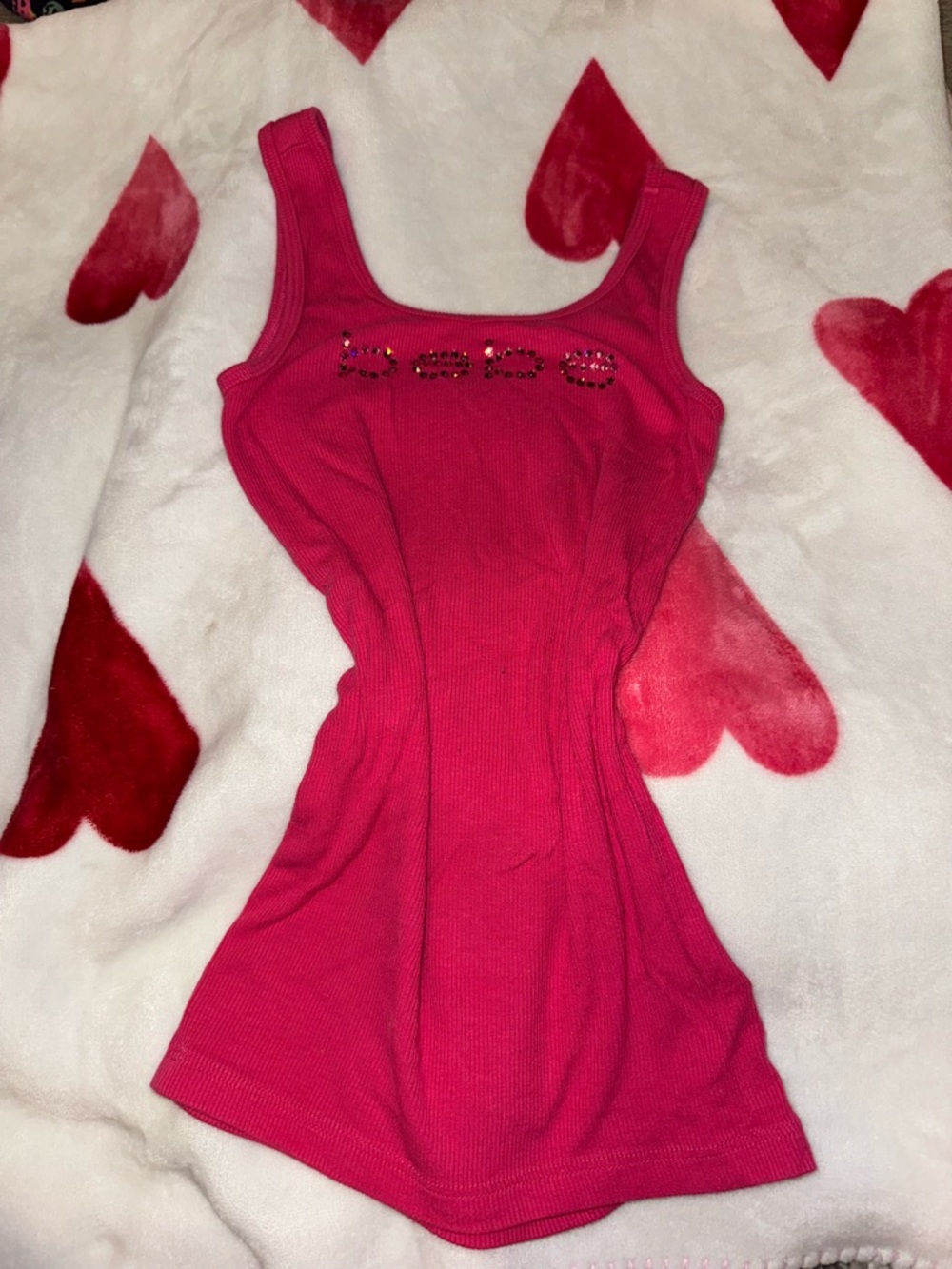 Vintage Y2K Bebe ribbed rhinestone glam tank top XS